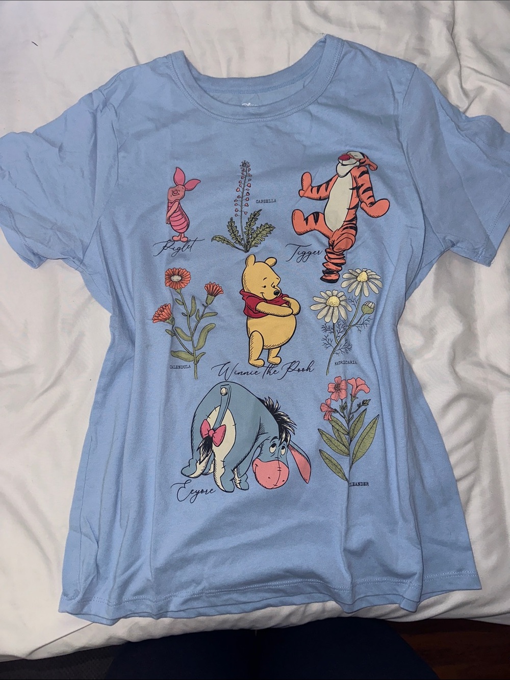 Disney Light Blue Winnie the Pooh Floral Character Tee